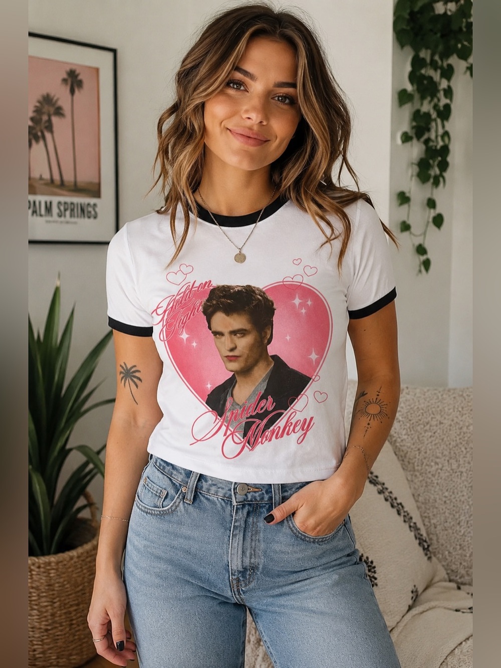 NWT Hot Topic Twilight Team Edward Cullen Baby Tee Ringer Shirt Size Small
